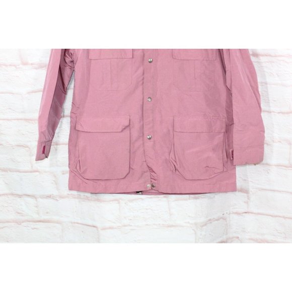 Vintage LL Bean Pink Nylon Lined Hooded Snaps Button Jacket Size L - Picture 3 of 9